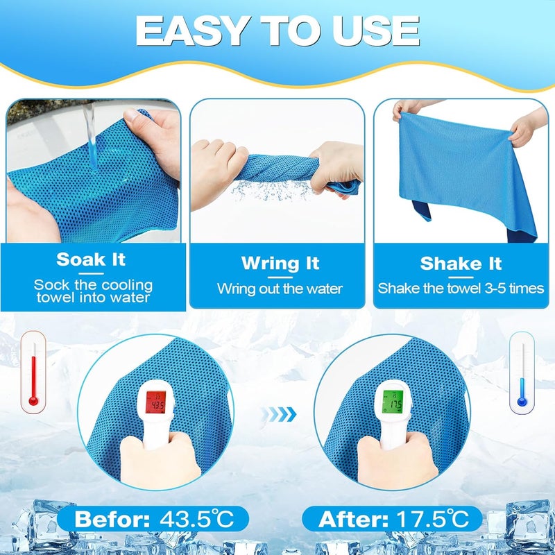 MENOLY 30 Packs Cooling Towels Bulk Cooling Towels for Neck and Face Gym Workout Cooling Neck Rags for Sports Yoga Soft Microfiber Breathable Sweat Rags for Hiking Running Fitness - Image 4